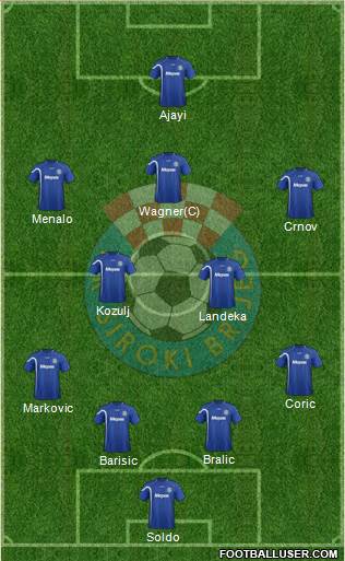 NK Siroki Brijeg 4-3-2-1 football formation
