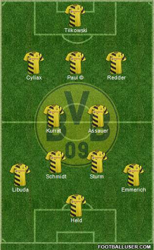 Borussia Dortmund 3-4-3 football formation