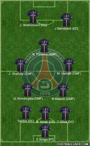 Paris Saint-Germain 4-2-2-2 football formation