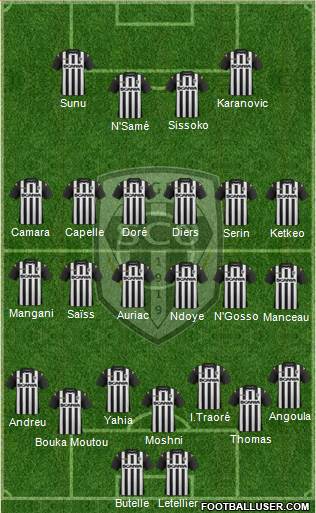 Angers SCO 3-4-2-1 football formation