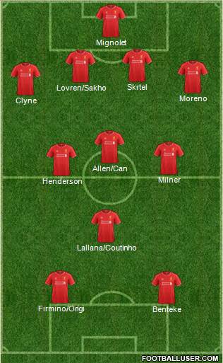 Liverpool 4-1-4-1 football formation