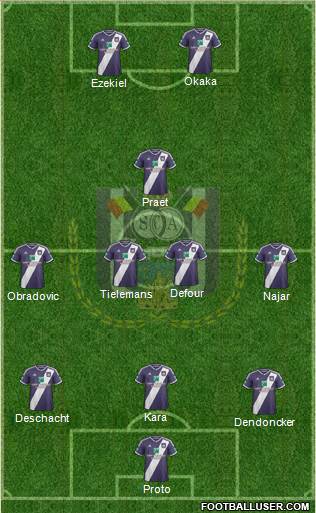 RSC Anderlecht 3-4-1-2 football formation