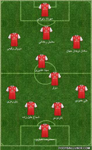 Teraktor-Sazi Tabriz 4-3-2-1 football formation