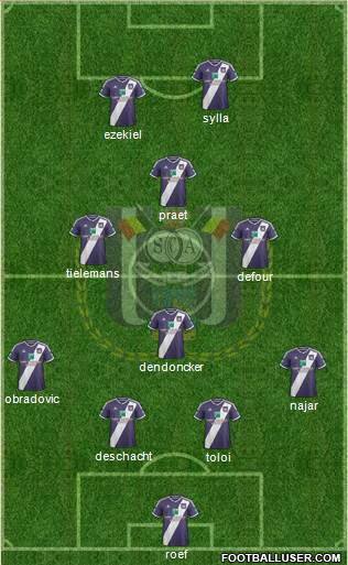 RSC Anderlecht 4-1-3-2 football formation