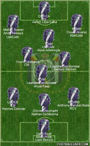 RSC Anderlecht 3-4-3 football formation