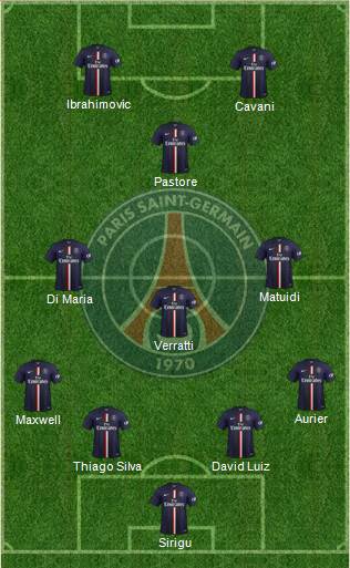 Paris Saint-Germain 4-3-1-2 football formation