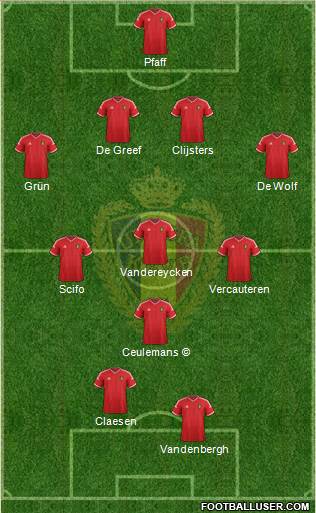 Belgium 4-3-1-2 football formation