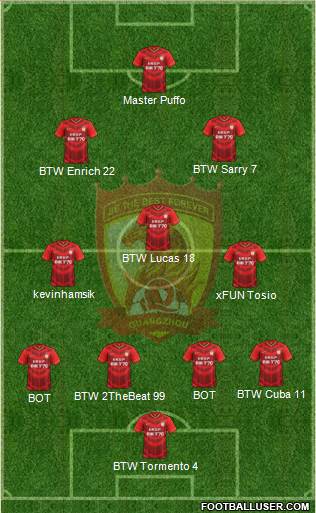 Guangzhou Yiyao 4-3-2-1 football formation