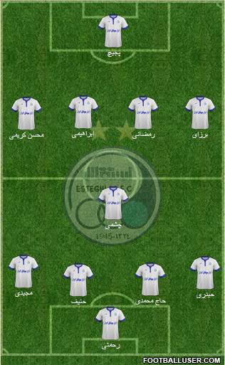Esteghlal Tehran 4-1-4-1 football formation