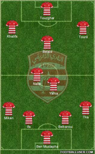 Club Africain Tunis 4-2-3-1 football formation