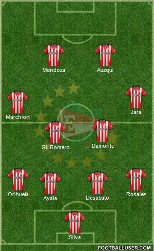 Estudiantes de La Plata 4-4-2 football formation