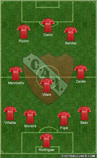 Independiente 4-3-2-1 football formation