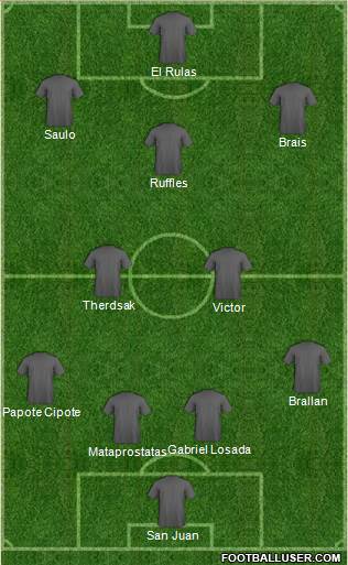 Pro Evolution Soccer Team 4-2-4 football formation