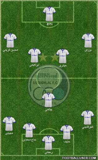 Esteghlal Tehran 4-1-2-3 football formation