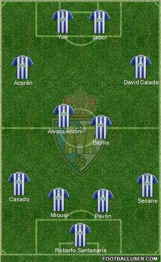 S.D. Ponferradina 4-4-2 football formation