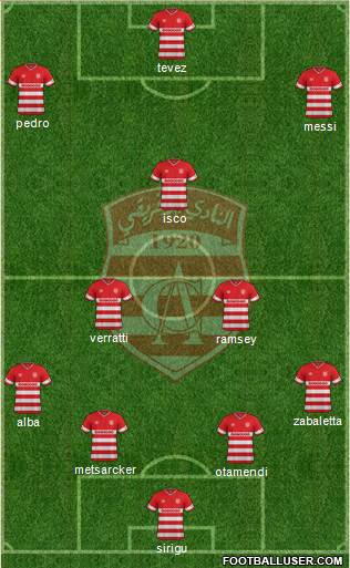 Club Africain Tunis 4-3-2-1 football formation
