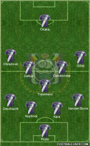 RSC Anderlecht 4-5-1 football formation