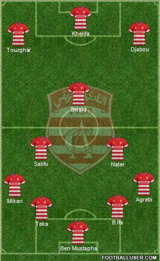 Club Africain Tunis 4-3-3 football formation