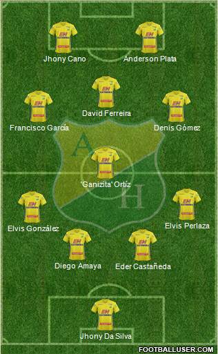 CD Atlético Huila 4-1-3-2 football formation