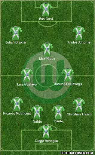 VfL Wolfsburg 4-2-1-3 football formation