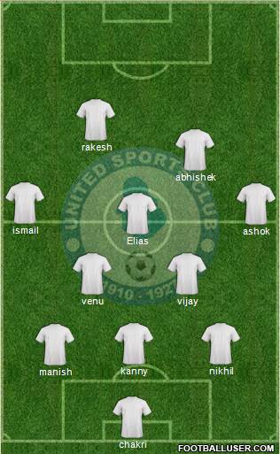 United Sports Club 3-5-2 football formation