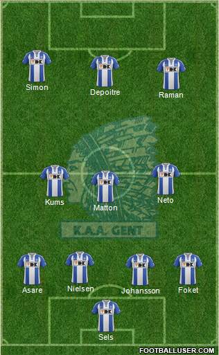 KAA Gent 4-2-4 football formation