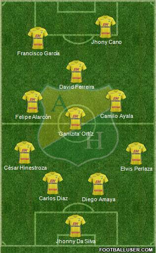 CD Atlético Huila 4-3-2-1 football formation