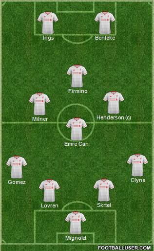 Liverpool 4-4-2 football formation