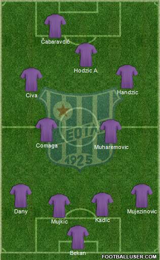 FK Leotar Trebinje 4-4-1-1 football formation