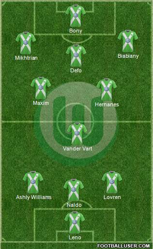 VfL Wolfsburg 3-5-1-1 football formation