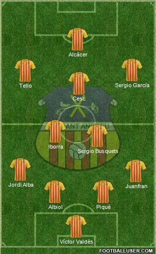 U.E. Sant Andreu 4-2-1-3 football formation