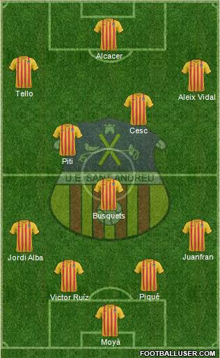 U.E. Sant Andreu 4-2-3-1 football formation