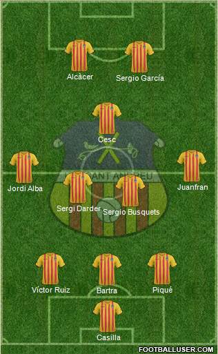 U.E. Sant Andreu 4-2-4 football formation