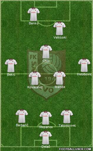 FK Sarajevo 3-5-1-1 football formation
