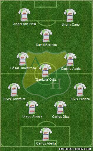 CD Atlético Huila 4-3-1-2 football formation