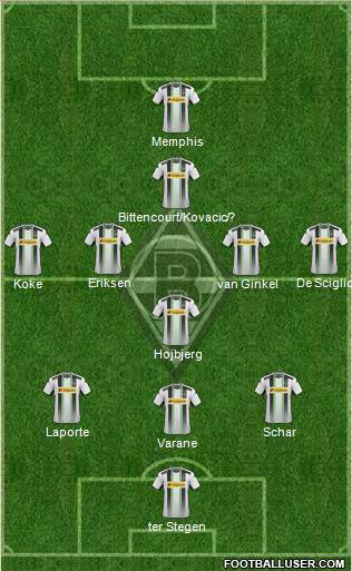 Borussia Mönchengladbach 3-4-3 football formation