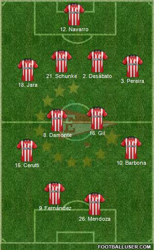 Estudiantes de La Plata 4-4-2 football formation