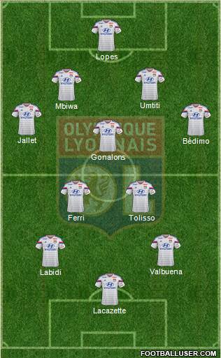 Olympique Lyonnais 4-3-2-1 football formation