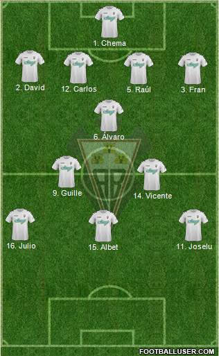 Albacete B., S.A.D. 3-4-2-1 football formation