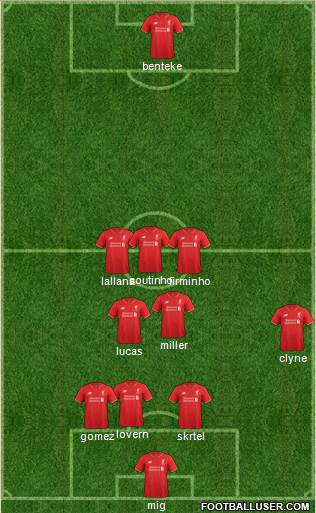 Liverpool 5-4-1 football formation