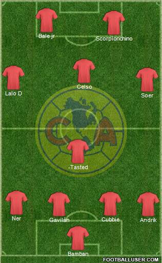 Club América Coapa 4-1-3-2 football formation