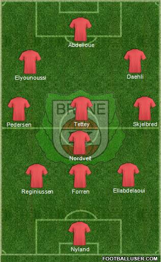 Bryne FK 3-5-1-1 football formation