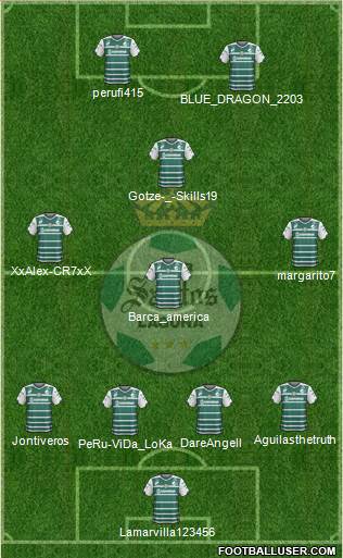 Club Deportivo Santos Laguna 4-3-1-2 football formation