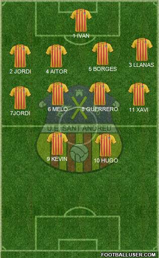 U.E. Sant Andreu 4-4-2 football formation