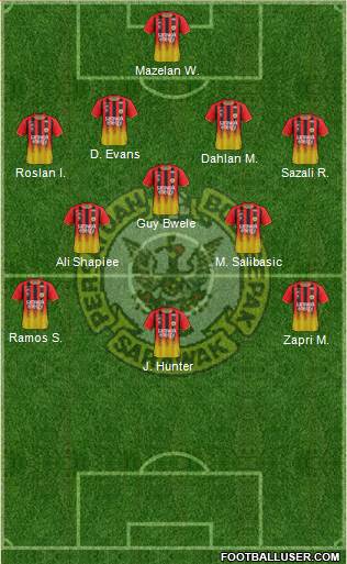 Sarawak 4-3-2-1 football formation
