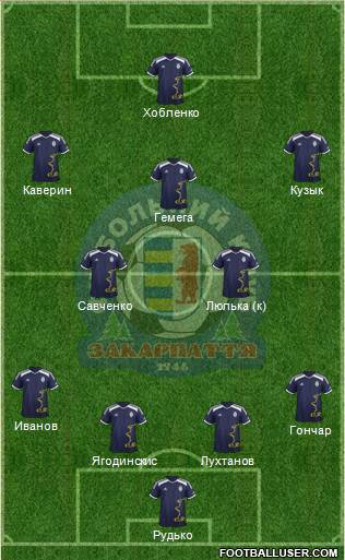 FC Zakarpattya Uzhgorod 4-4-1-1 football formation