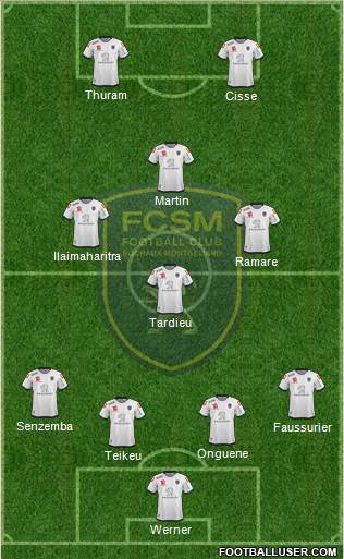 FC Sochaux-Montbéliard 4-4-2 football formation