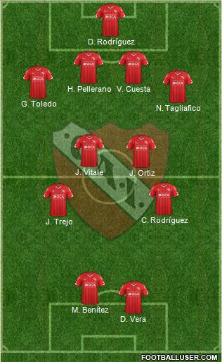 Independiente 4-4-2 football formation