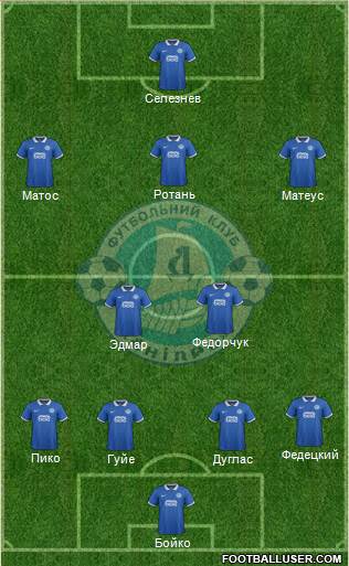 Dnipro Dnipropetrovsk 4-5-1 football formation