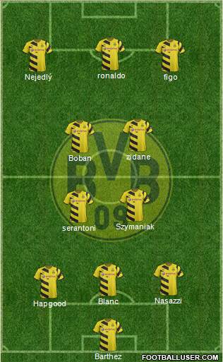 Borussia Dortmund 3-4-3 football formation